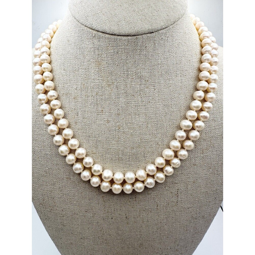 double strand cultured pearl necklace 17.5” 7.5mm